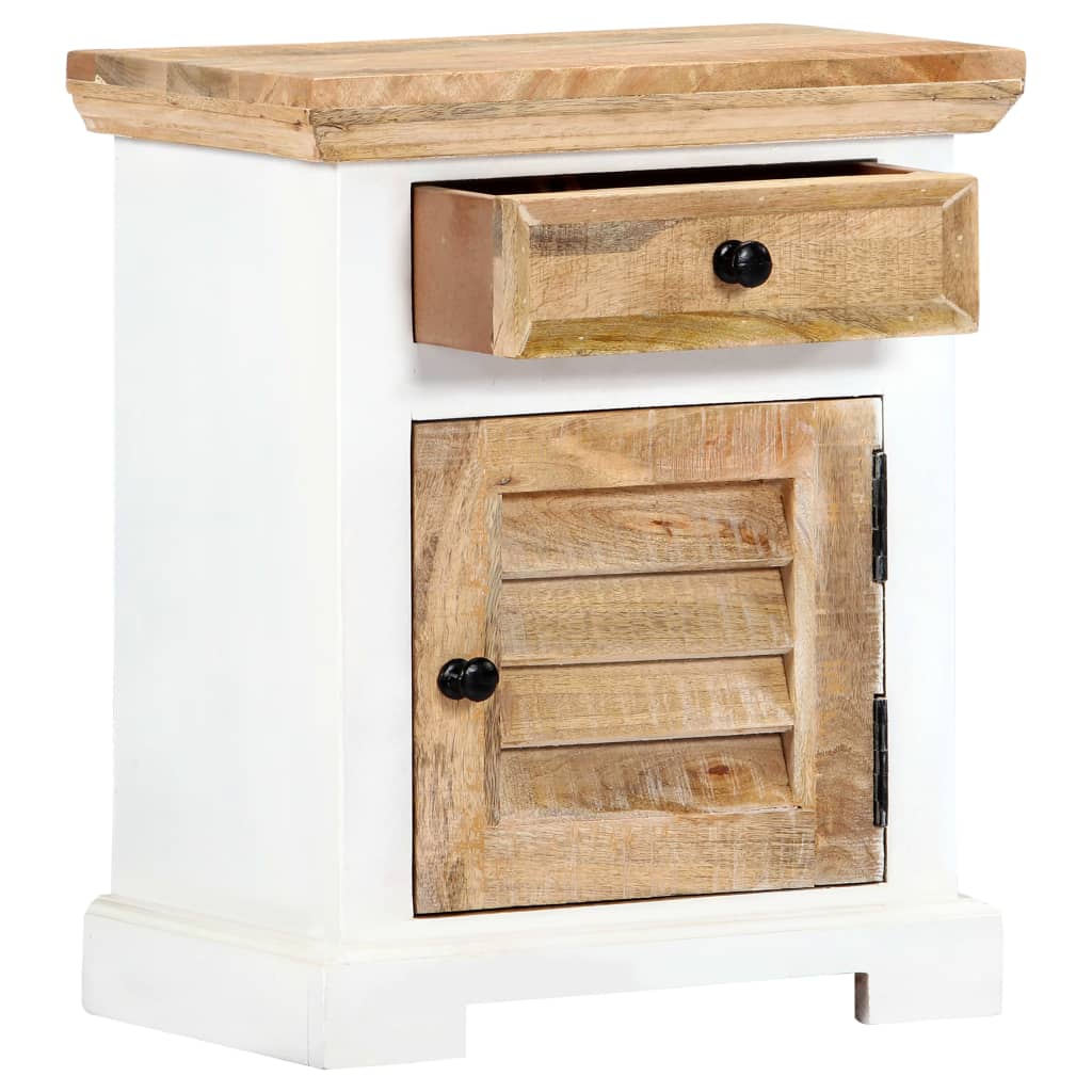 vidaXL Nachttisch Weiß und Braun 40x30x50 cm Massivholz Mango