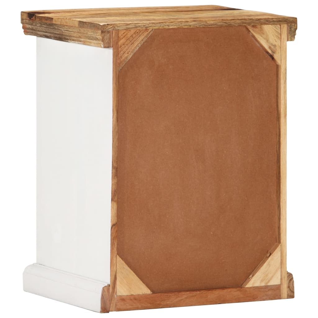vidaXL Nachttisch Weiß und Braun 40x30x50 cm Massivholz Mango