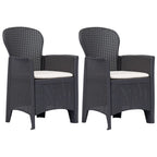 vidaXL Gartenstuhl 2 Stk. mit Kissen Braun Kunststoff Rattan-Optik