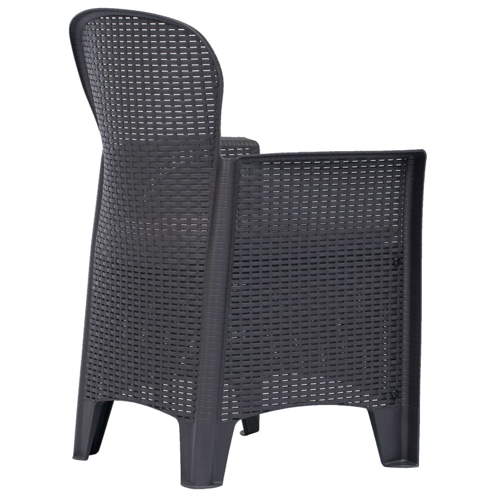 vidaXL Gartenstuhl 2 Stk. mit Kissen Braun Kunststoff Rattan-Optik