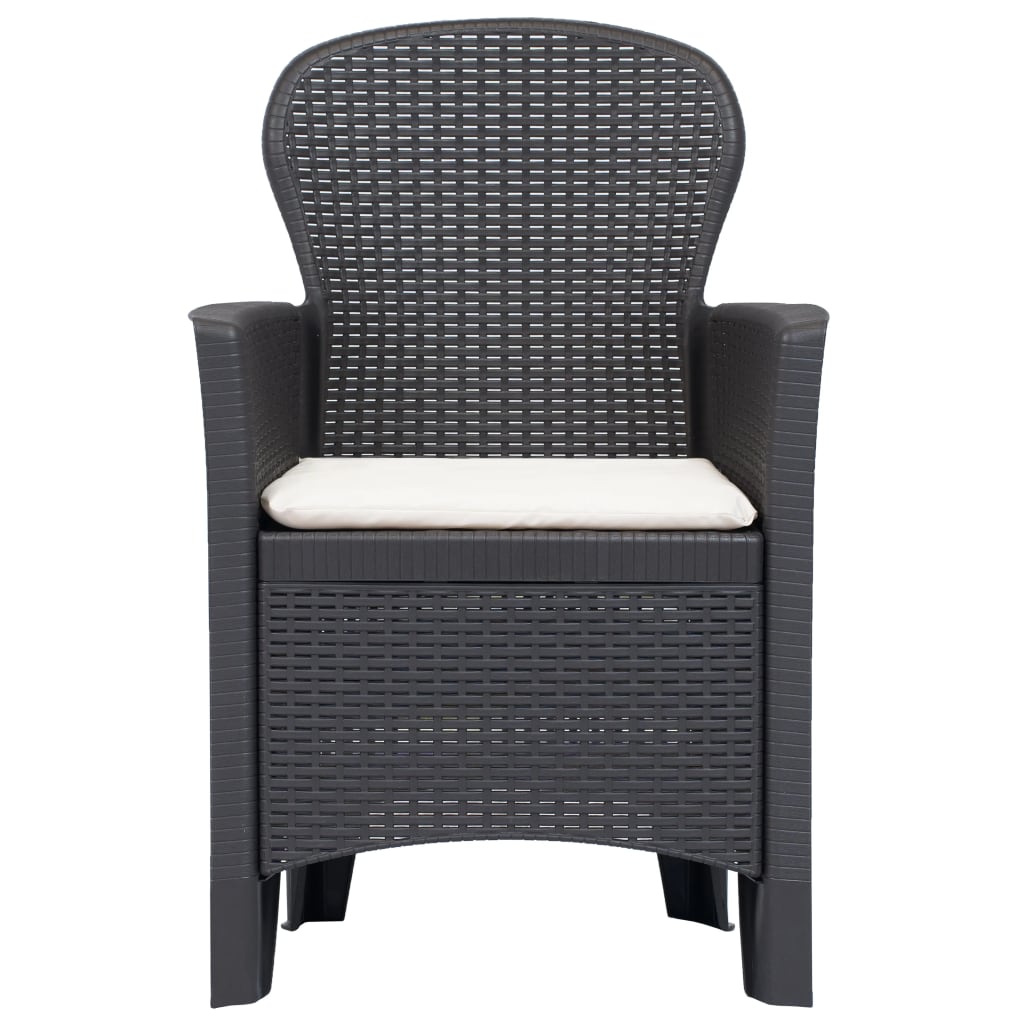vidaXL Gartenstuhl 2 Stk. mit Kissen Braun Kunststoff Rattan-Optik