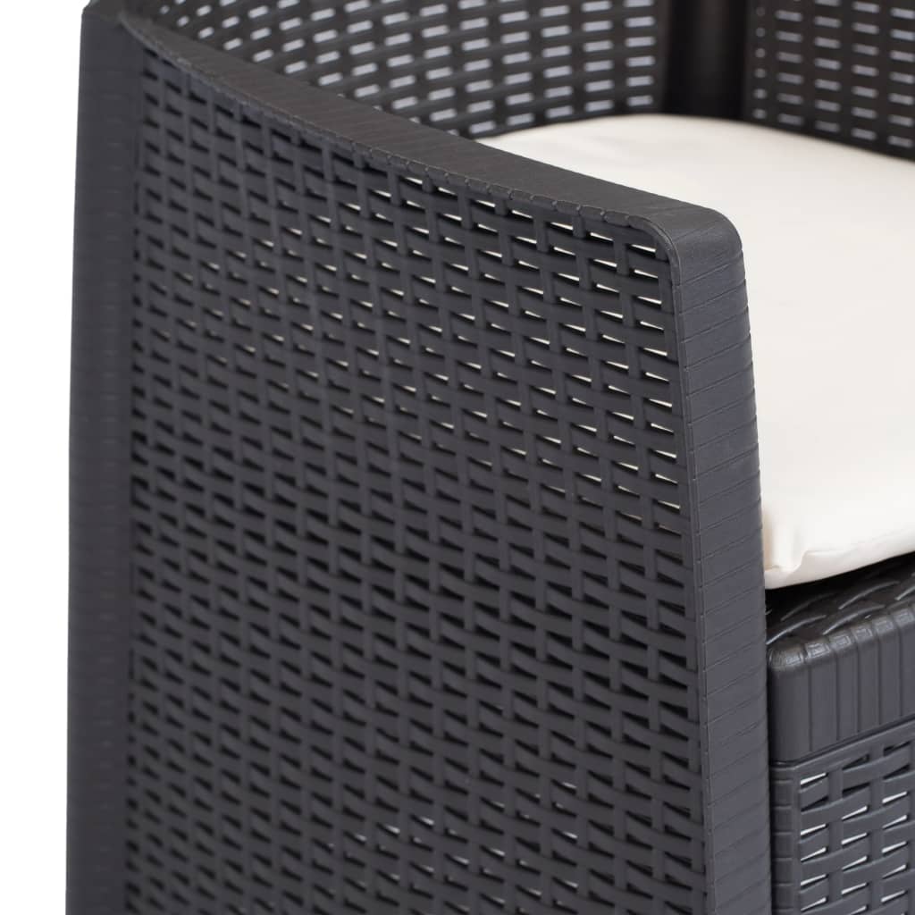 vidaXL Gartenstuhl 2 Stk. mit Kissen Braun Kunststoff Rattan-Optik