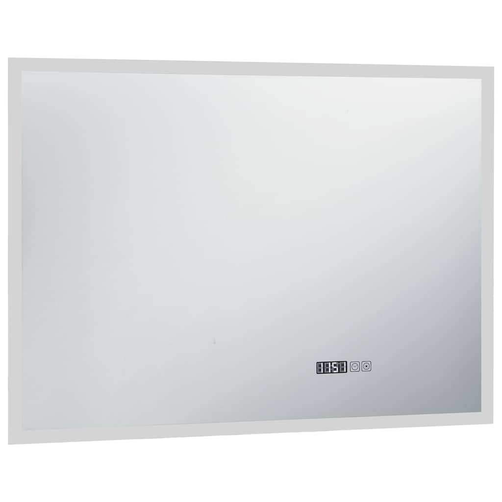 vidaXL LED-Badspiegel mit Berührungssensor und Zeitanzeige 100x60 cm