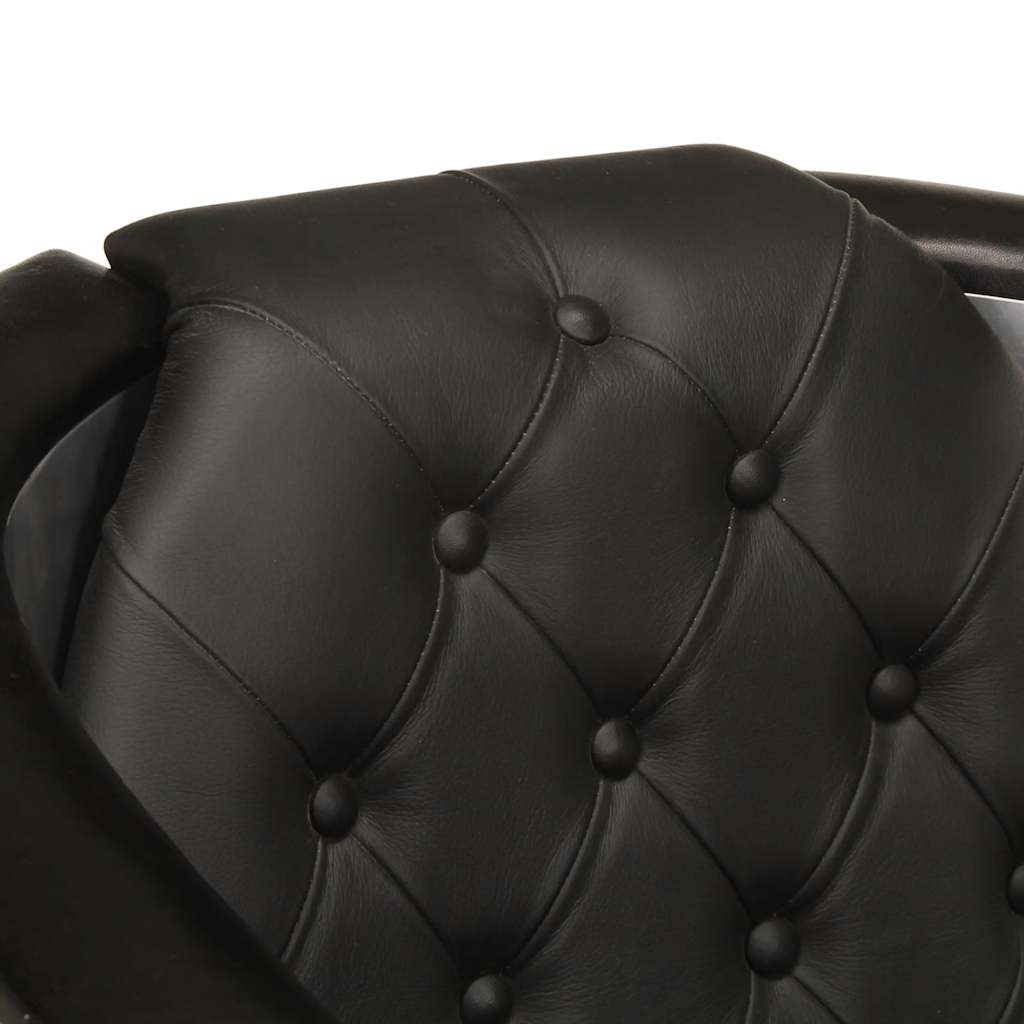 vidaXL Fliegersessel Schwarz Echtleder
