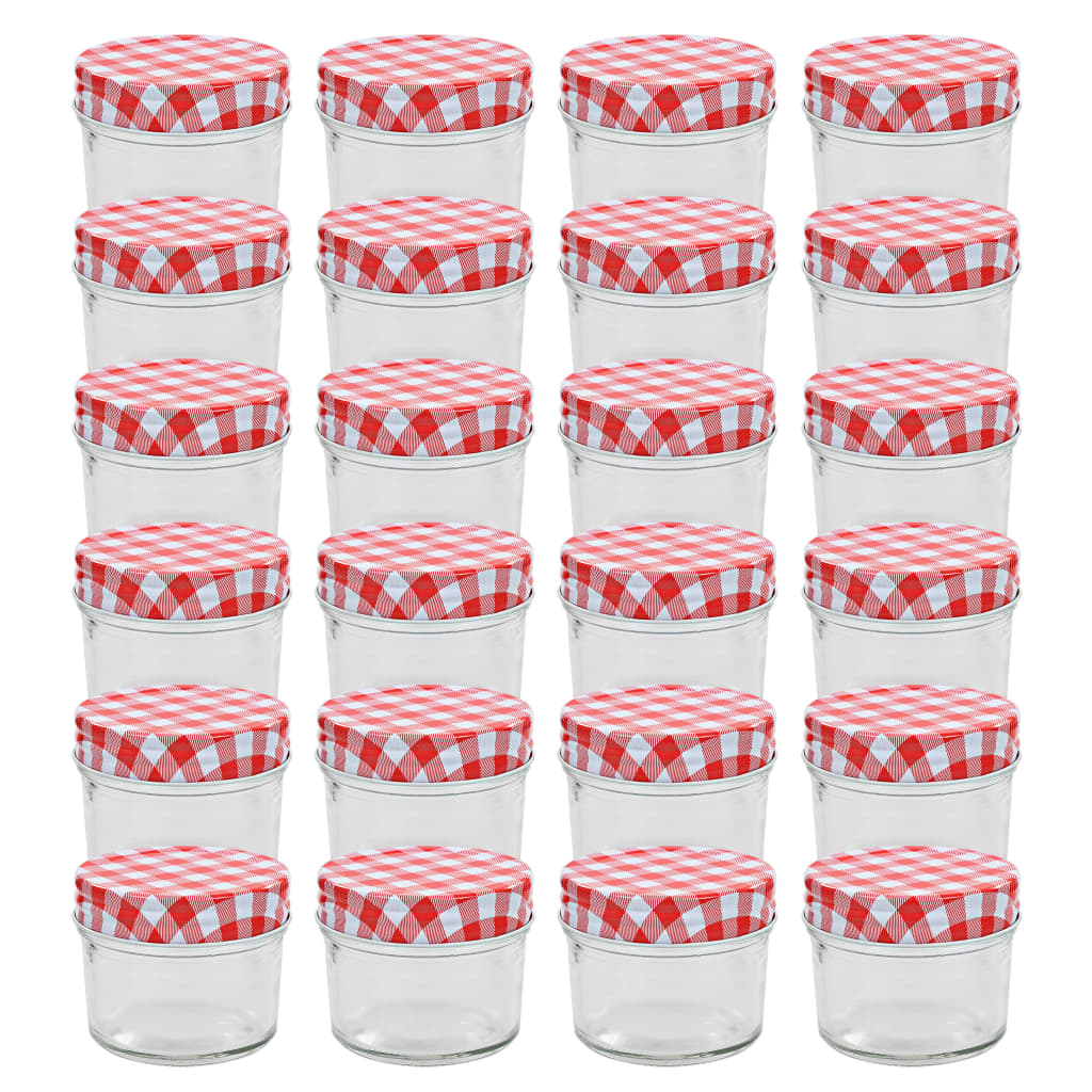 vidaXL Marmeladengläser mit Weißen/Roten Deckeln 24 Stk. 110 ml