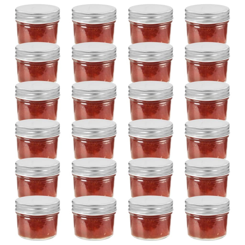 vidaXL Marmeladengläser mit Silbernen Deckeln 24 Stk. 110 ml