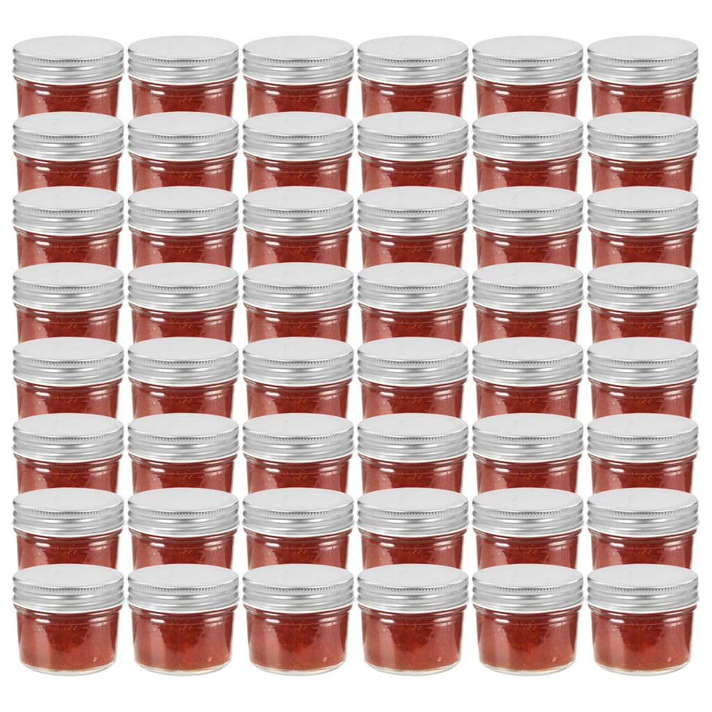vidaXL Marmeladengläser mit Silbernen Deckeln 48 Stk. 110 ml