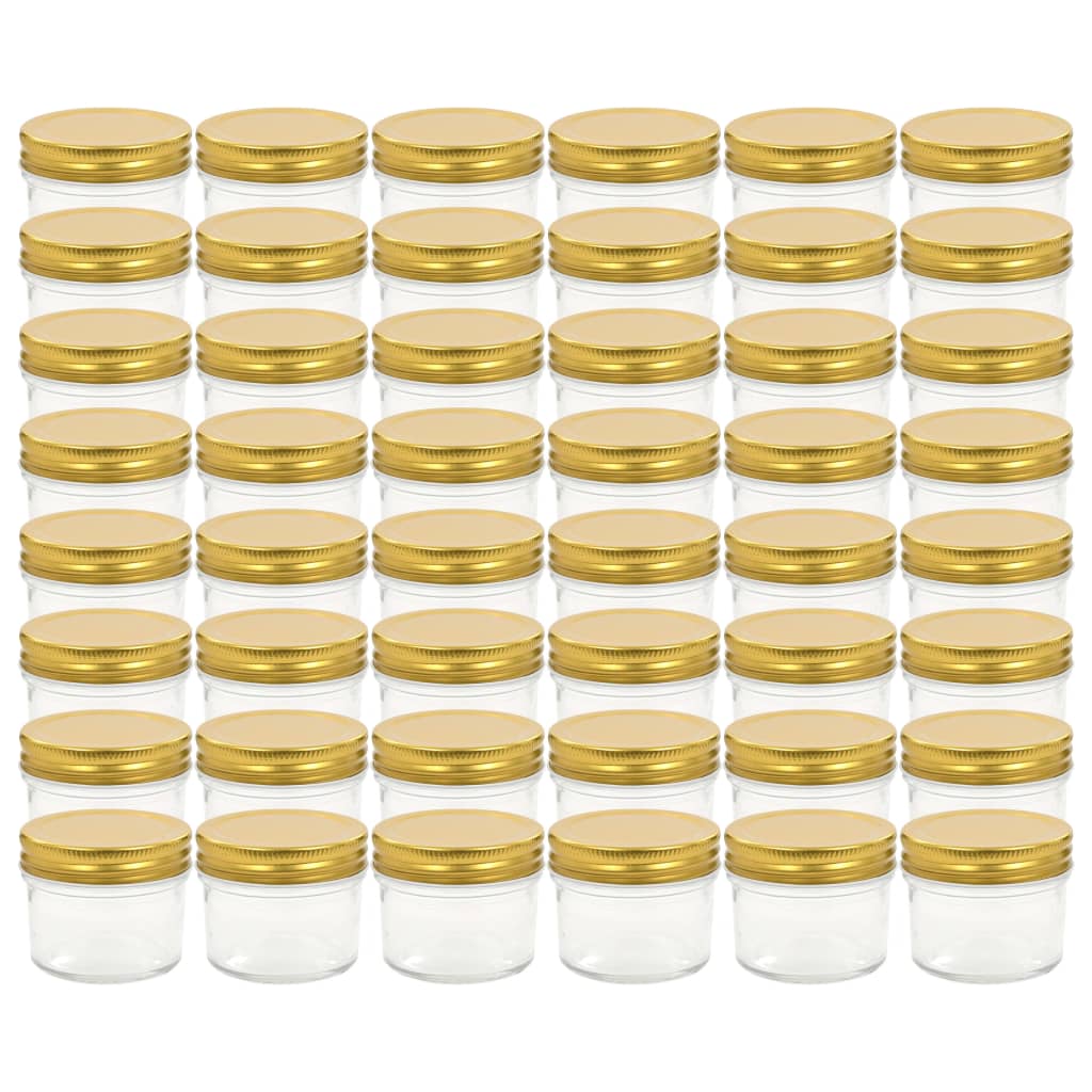 vidaXL Marmeladengläser mit goldenem Deckel 48 Stk. 110 ml