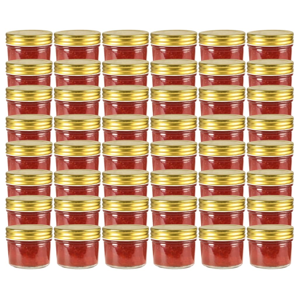 vidaXL Marmeladengläser mit goldenem Deckel 48 Stk. 110 ml