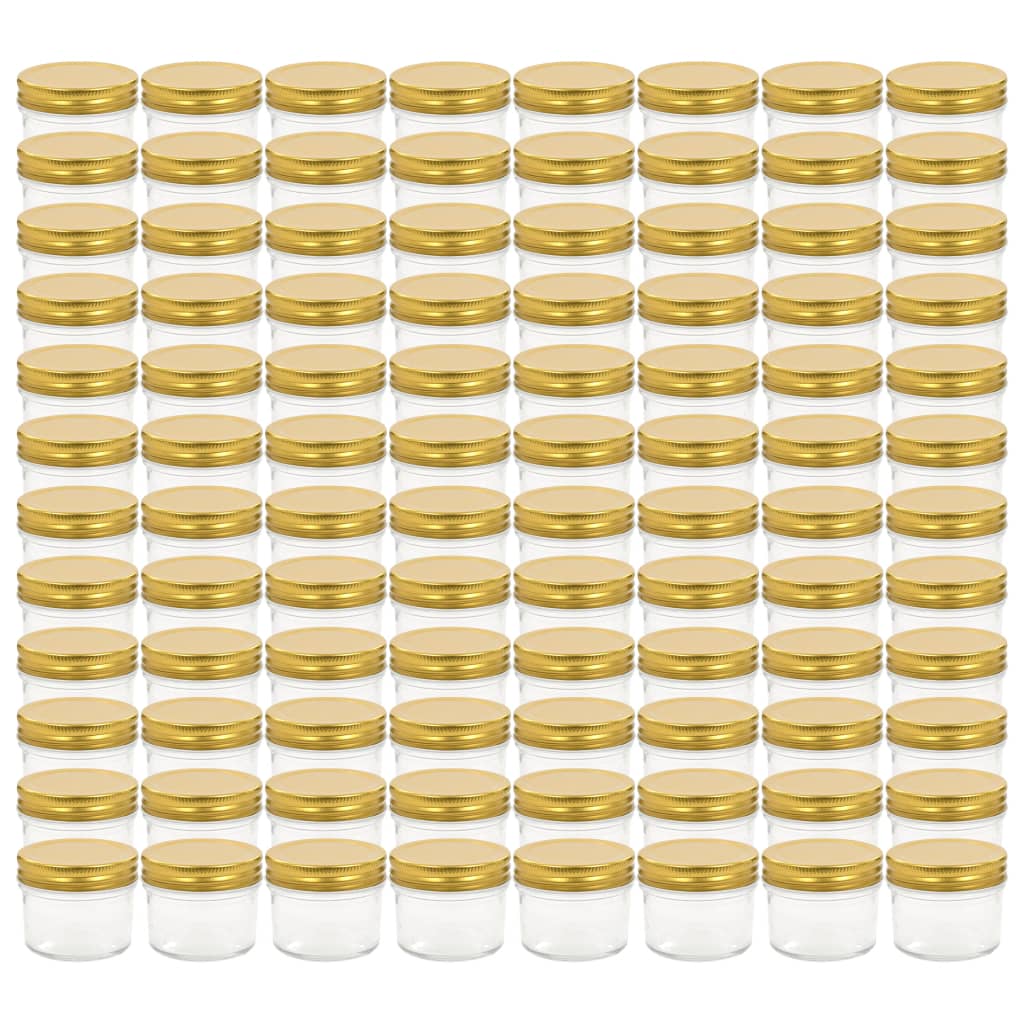 vidaXL Marmeladengläser mit goldenem Deckel 96 Stk. 110 ml