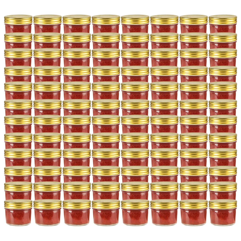 vidaXL Marmeladengläser mit goldenem Deckel 96 Stk. 110 ml
