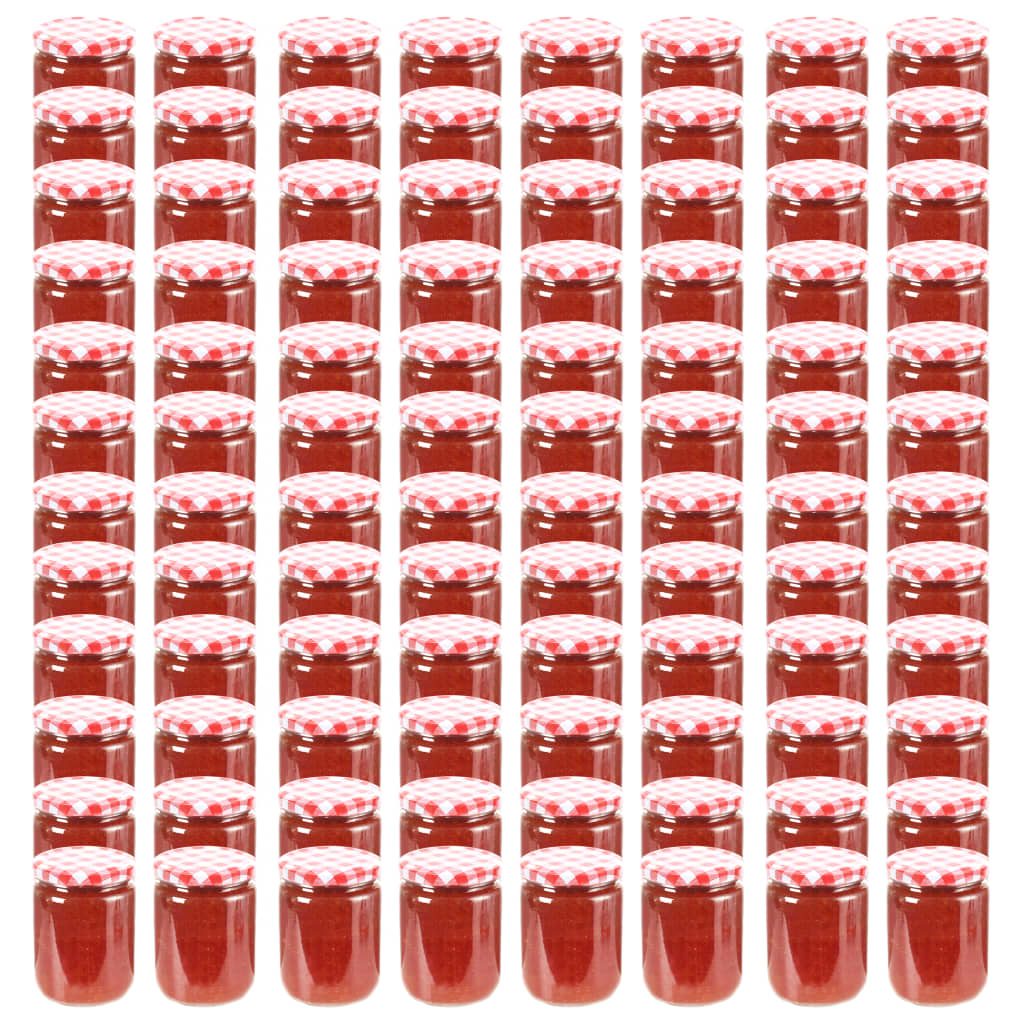 vidaXL Marmeladengläser mit Weißem/Rotem Deckel 96 Stk. 230 ml
