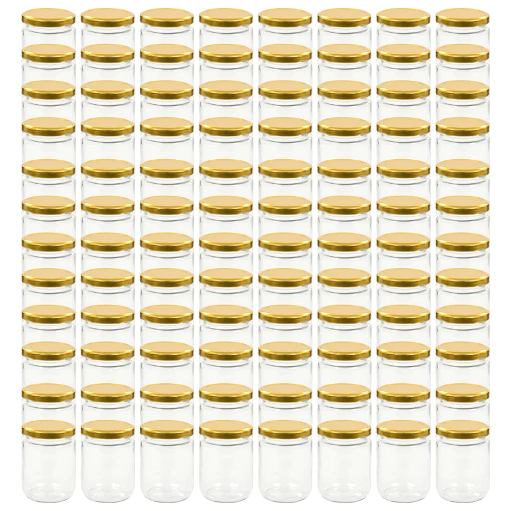 vidaXL Marmeladengläser mit Goldenem Deckel 96 Stk. 230 ml