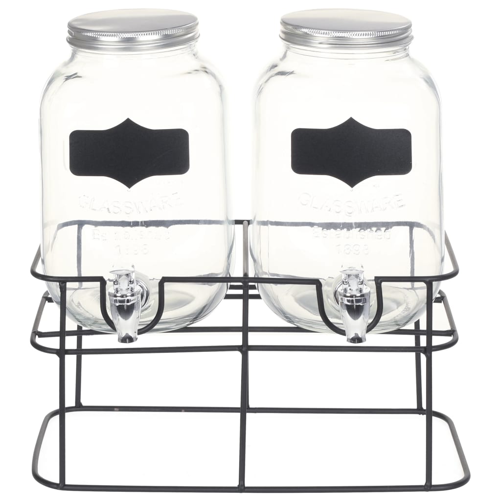vidaXL Getränkespender 2 Stk. mit Ständer 2 x 4 L Glas