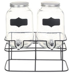 vidaXL Getränkespender 2 Stk. mit Ständer 2 x 4 L Glas