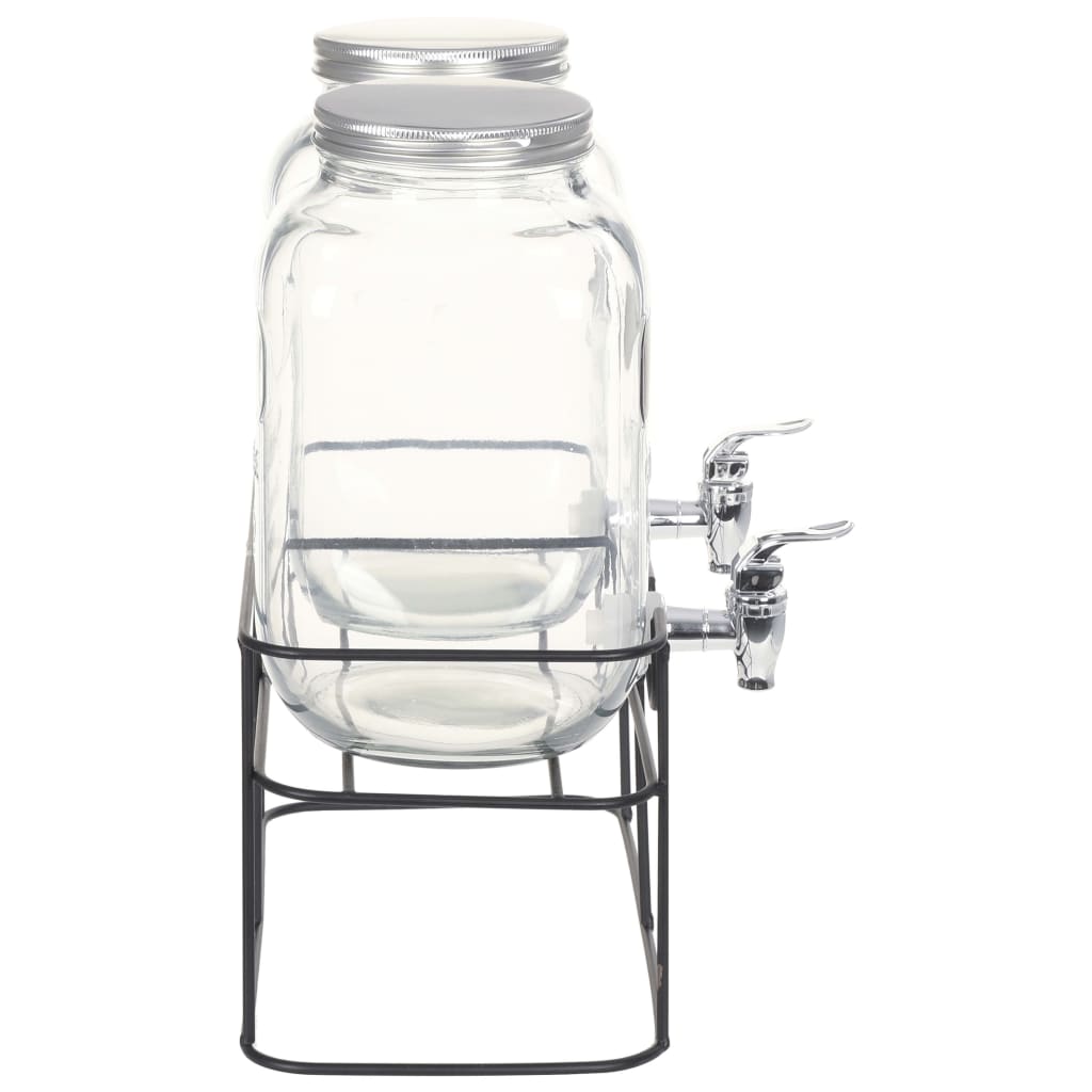 vidaXL Getränkespender 2 Stk. mit Ständer 2 x 4 L Glas