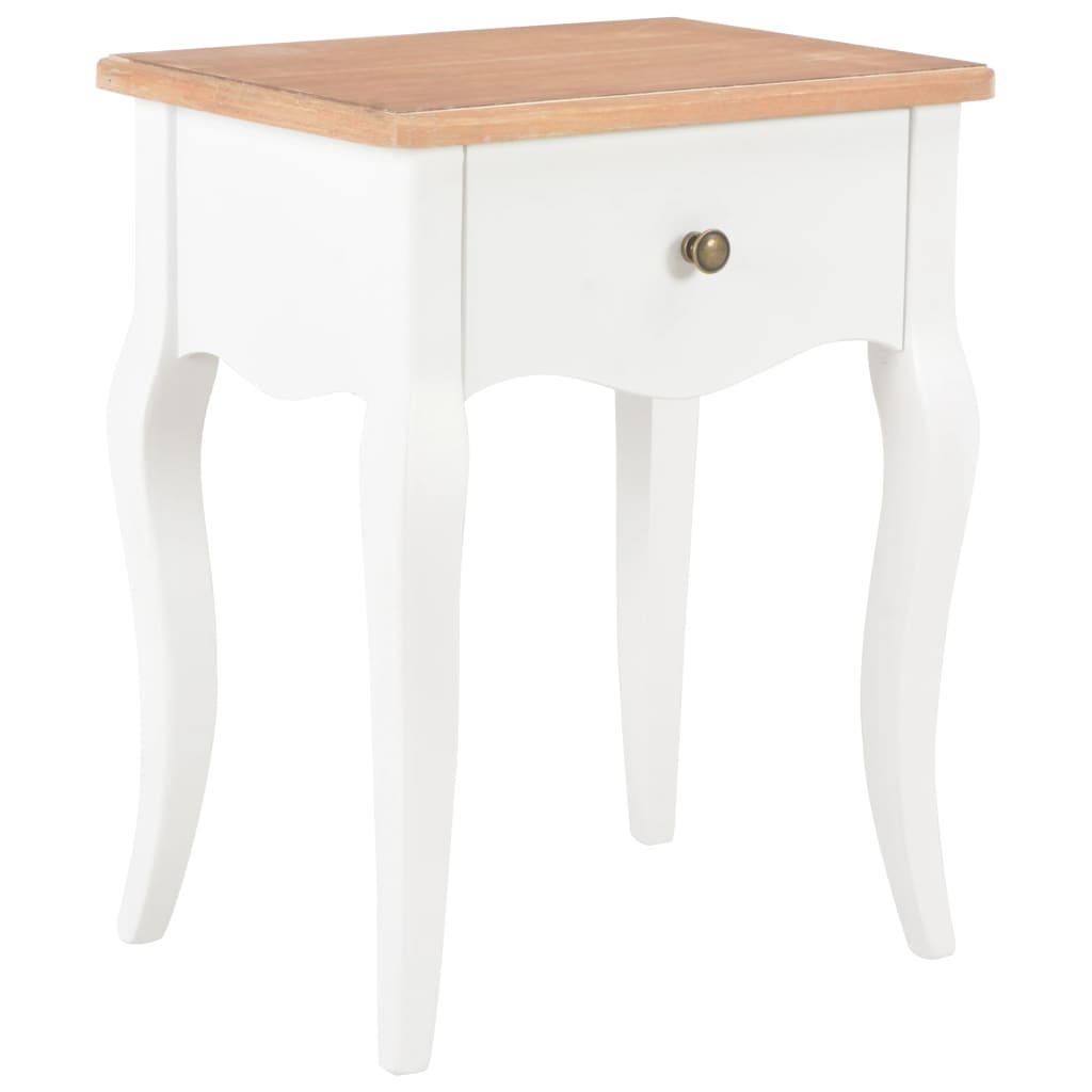 vidaXL Nachttisch Weiß und Braun 40 x 30 x 50 cm Kiefernholz Massiv