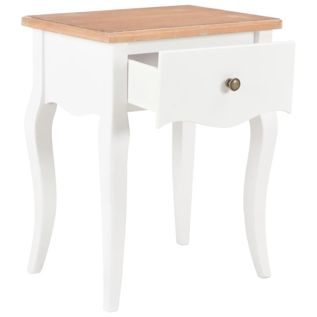 vidaXL Nachttisch Weiß und Braun 40 x 30 x 50 cm Kiefernholz Massiv