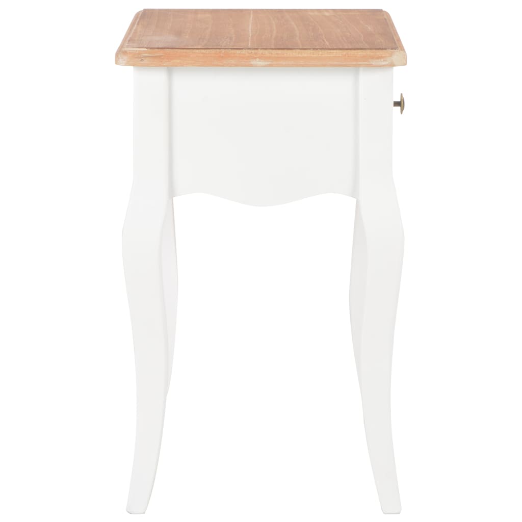 vidaXL Nachttisch Weiß und Braun 40 x 30 x 50 cm Kiefernholz Massiv