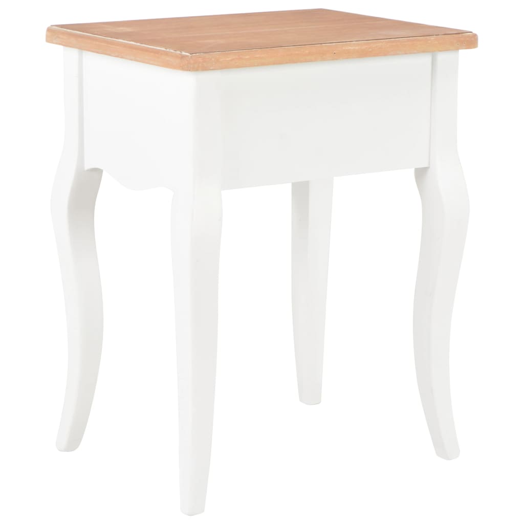 vidaXL Nachttisch Weiß und Braun 40 x 30 x 50 cm Kiefernholz Massiv