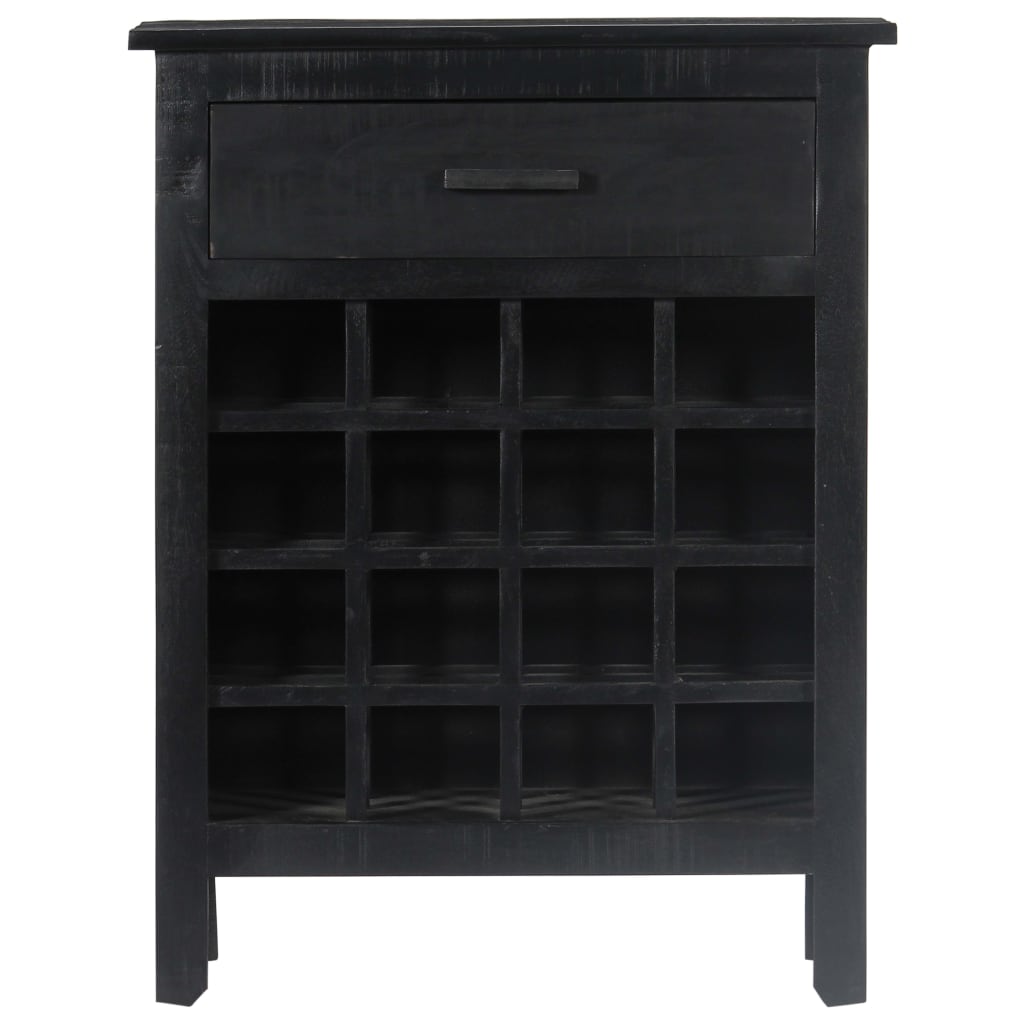 vidaXL Weinregal Schwarz 56 x 35 x 75 cm Mangoholz Massiv