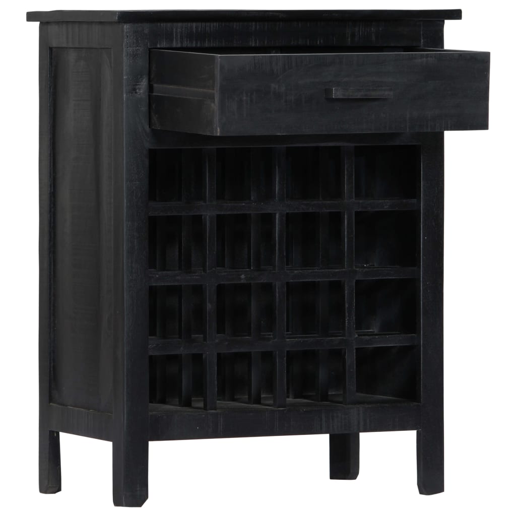 vidaXL Weinregal Schwarz 56 x 35 x 75 cm Mangoholz Massiv