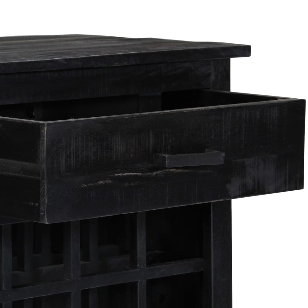 vidaXL Weinregal Schwarz 56 x 35 x 75 cm Mangoholz Massiv