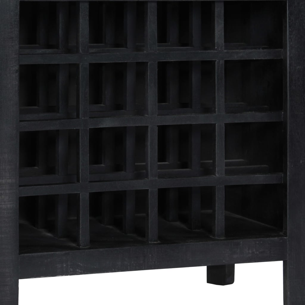 vidaXL Weinregal Schwarz 56 x 35 x 75 cm Mangoholz Massiv