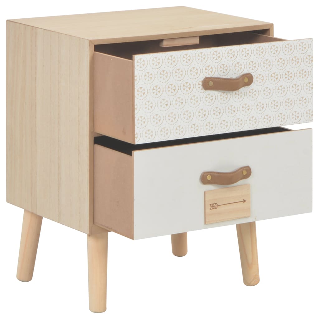 vidaXL Nachttisch mit 2 Schubladen 40x30x49,5 cm Massivholz Kiefer
