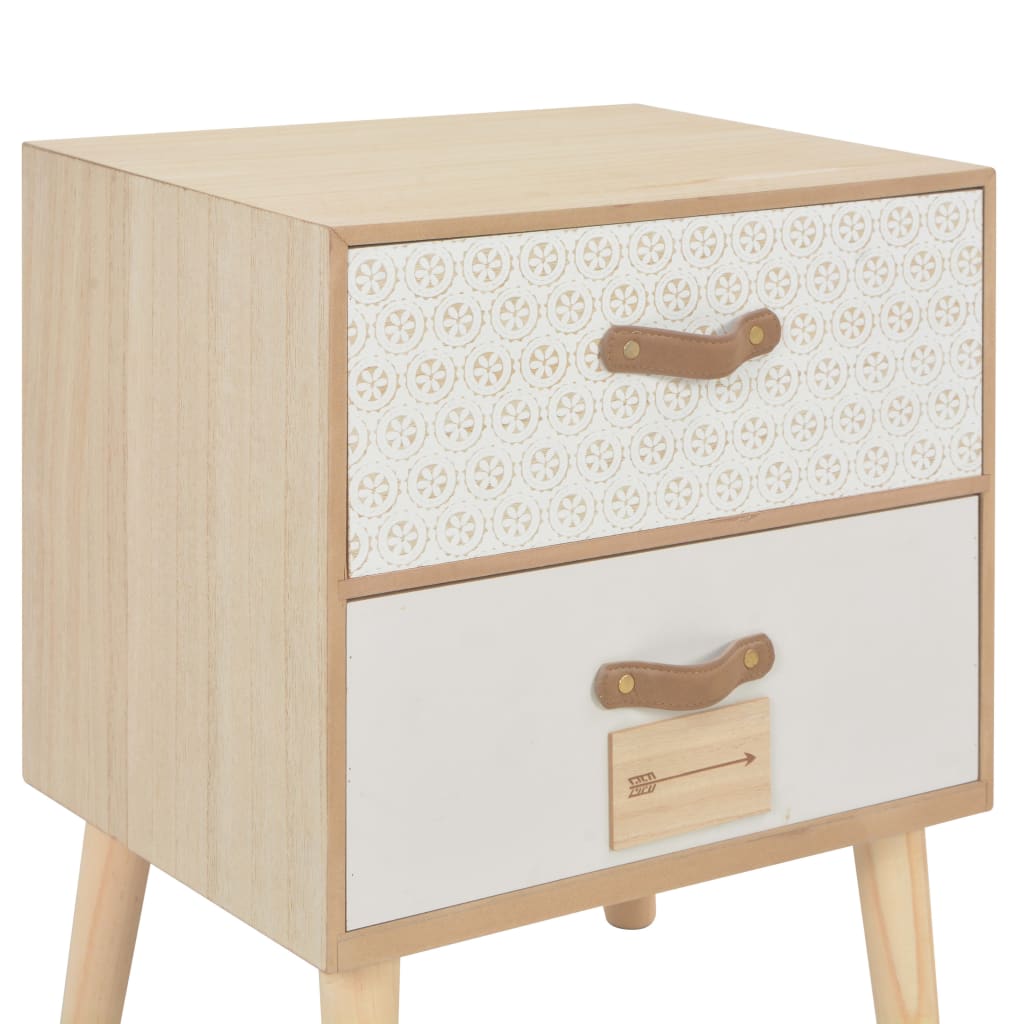 vidaXL Nachttisch mit 2 Schubladen 40x30x49,5 cm Massivholz Kiefer