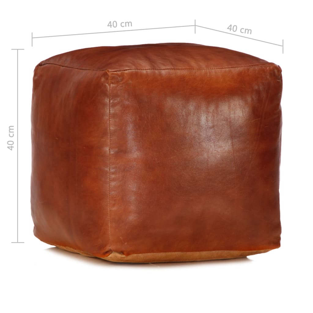 vidaXL Pouf Hellbraun 40 x 40 x 40 cm Echtes Ziegenleder