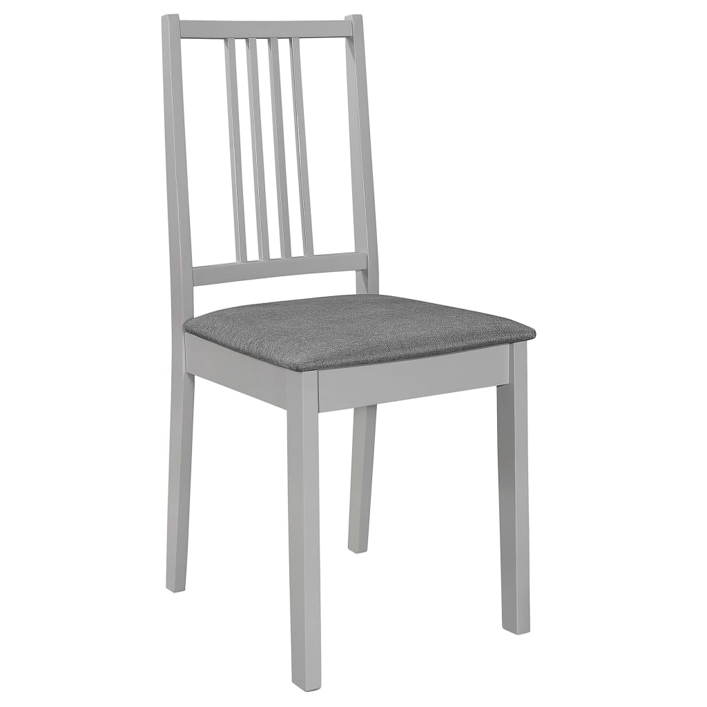vidaXL Esszimmerstühle mit Kissen 2 Stk. Grau Massivholz
