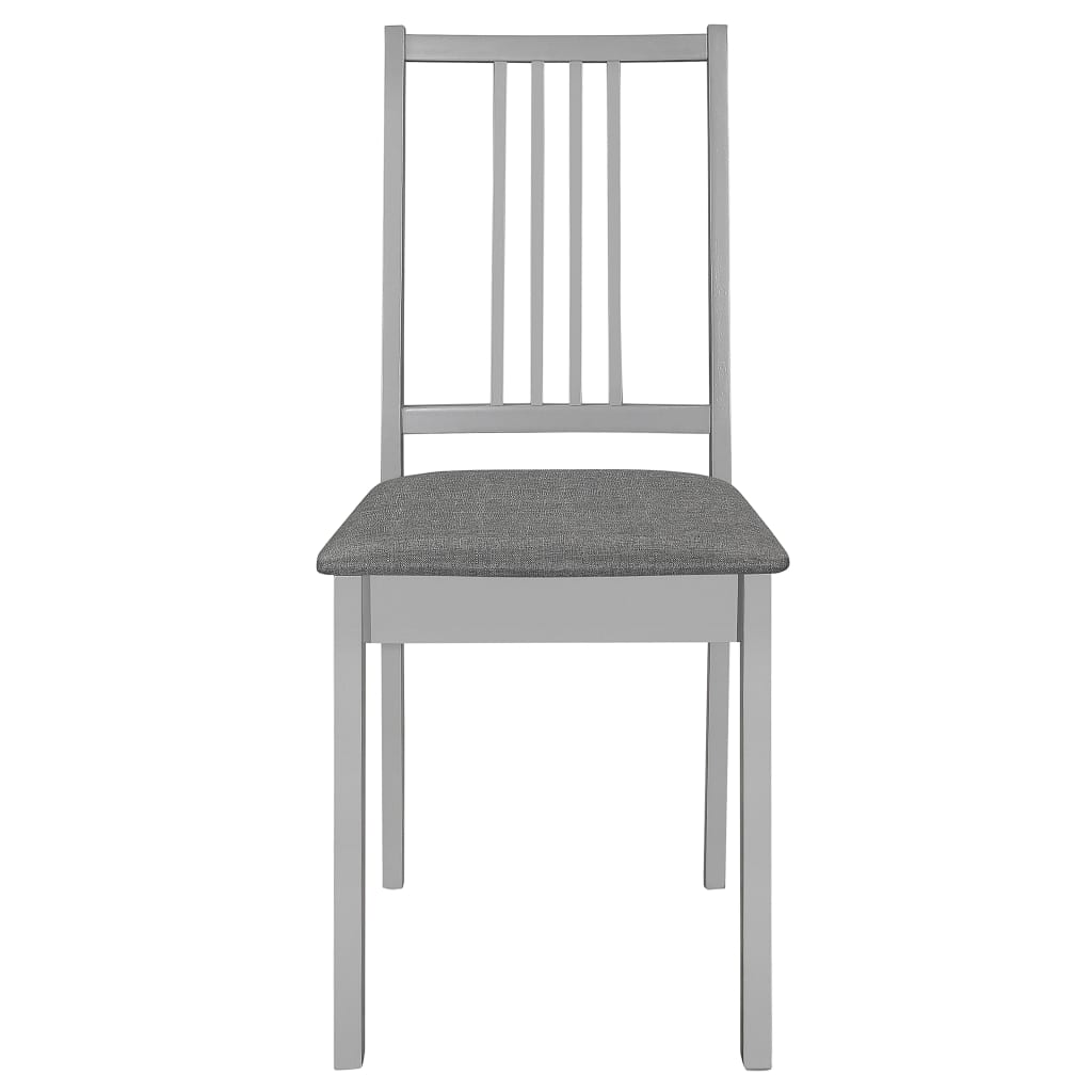 vidaXL Esszimmerstühle mit Kissen 2 Stk. Grau Massivholz
