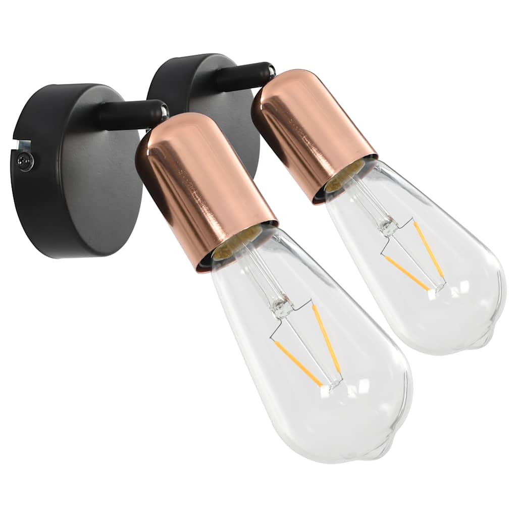 vidaXL Strahler 2 Stk. mit Glühlampen 2 W Schwarz und Kupfer E27