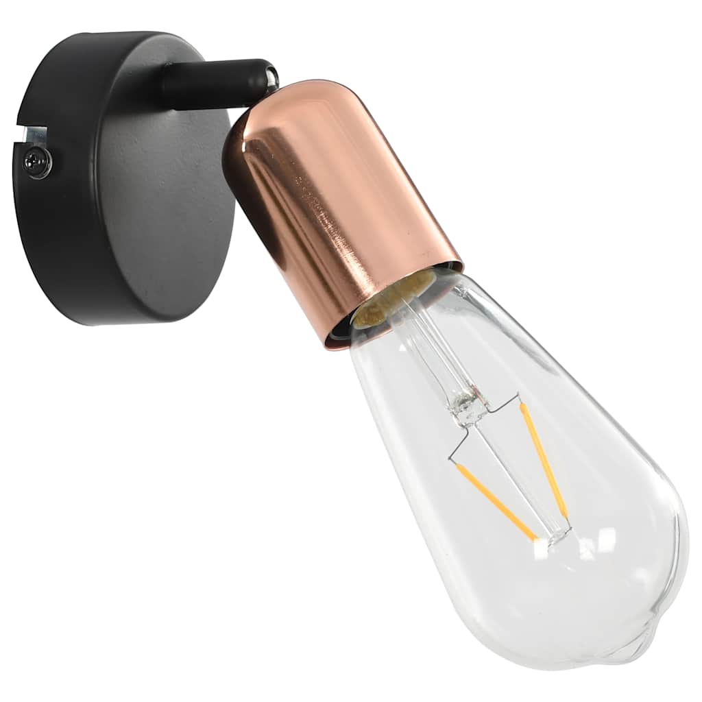 vidaXL Strahler 2 Stk. mit Glühlampen 2 W Schwarz und Kupfer E27