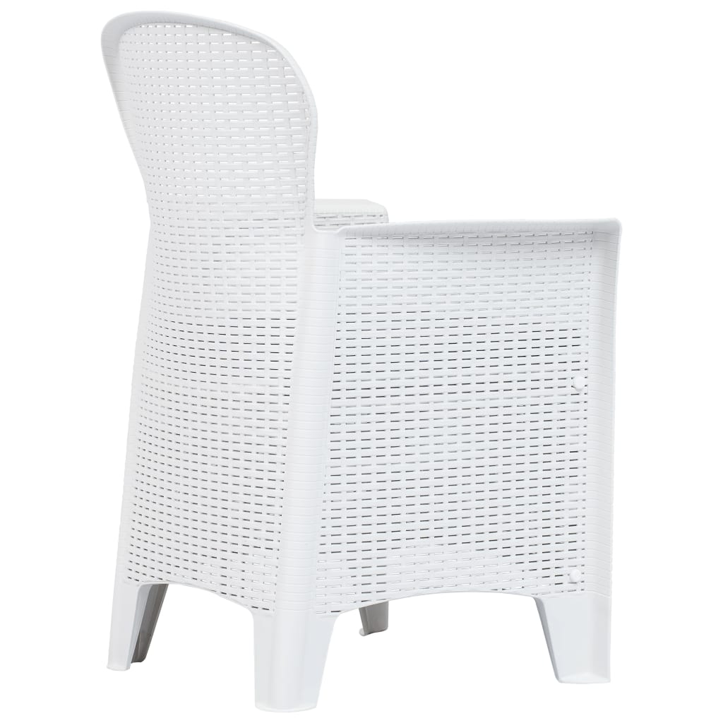 vidaXL 5-tlg. Garten-Essgruppe Kunststoff Weiß Rattan-Optik