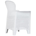 vidaXL 5-tlg. Garten-Essgruppe Kunststoff Weiß Rattan-Optik
