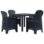 vidaXL 5-tlg. Garten-Essgruppe Kunststoff Weiß Rattan-Optik
