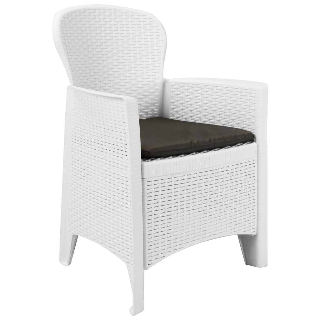 vidaXL 7-tlg. Garten-Essgruppe Kunststoff Weiß Rattan-Optik