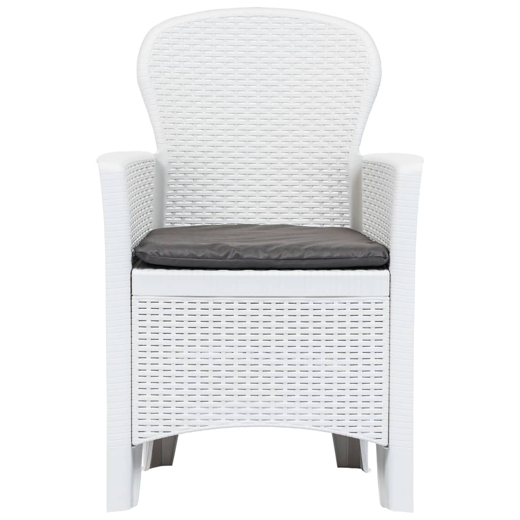 vidaXL 7-tlg. Garten-Essgruppe Kunststoff Weiß Rattan-Optik