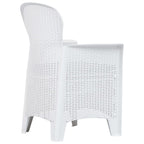 vidaXL 7-tlg. Garten-Essgruppe Kunststoff Weiß Rattan-Optik