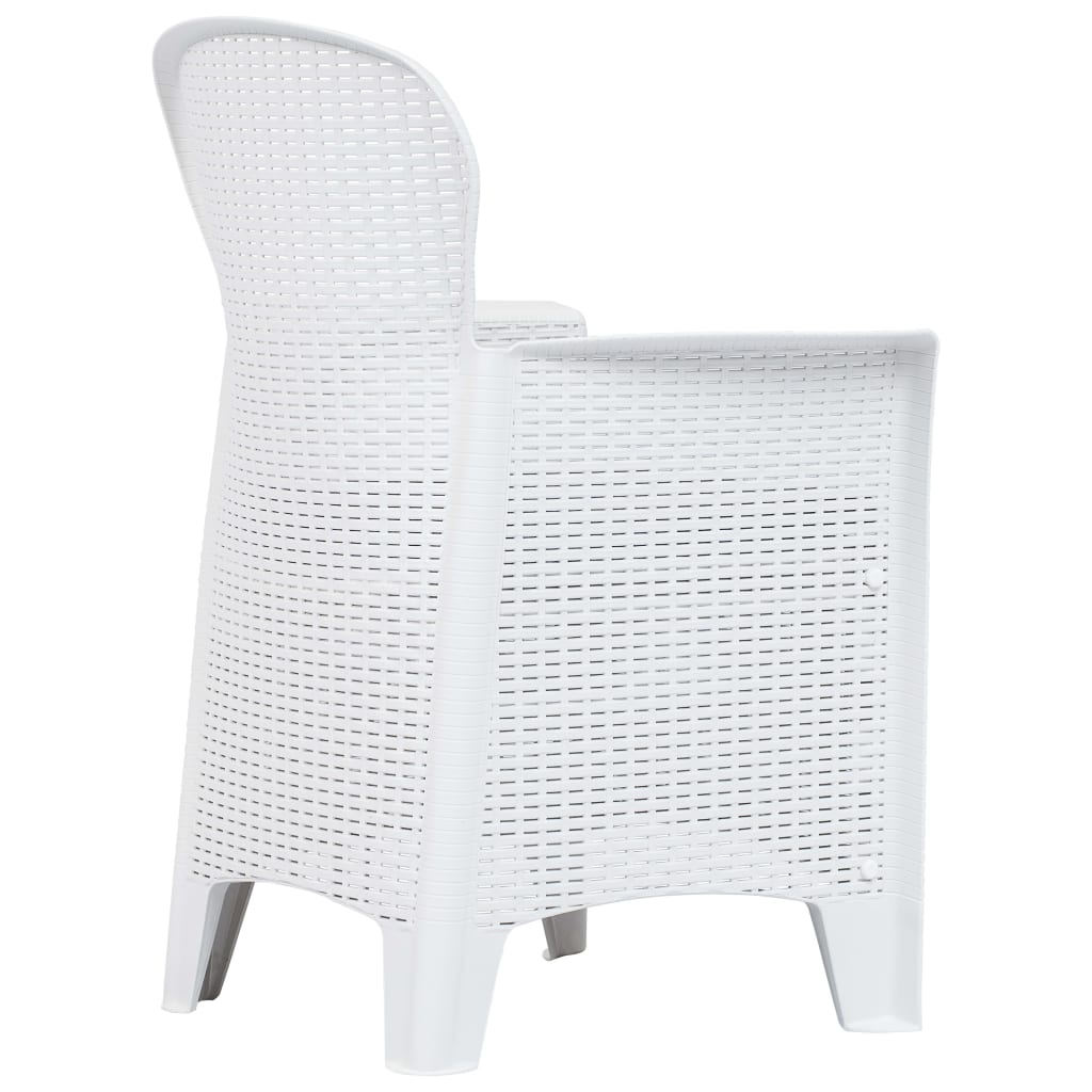 vidaXL 7-tlg. Garten-Essgruppe Kunststoff Weiß Rattan-Optik