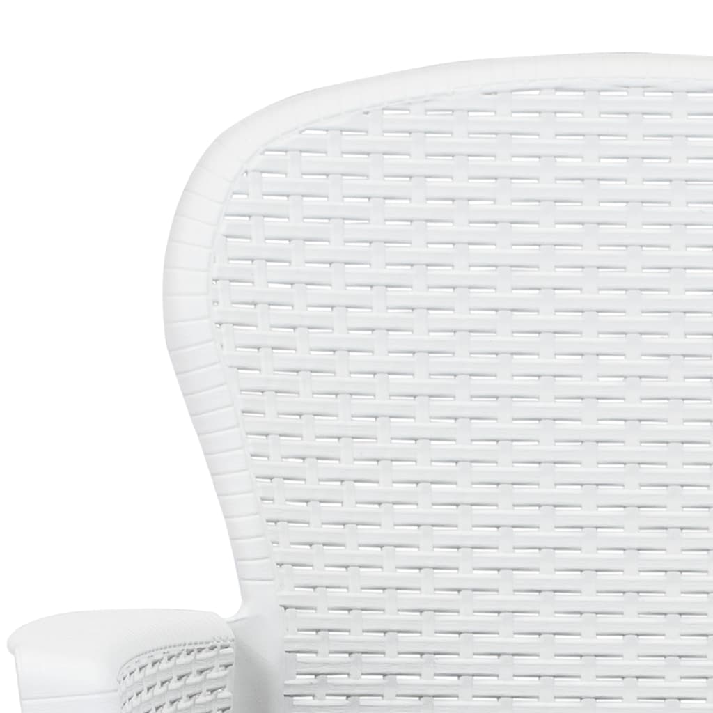 vidaXL 7-tlg. Garten-Essgruppe Kunststoff Weiß Rattan-Optik