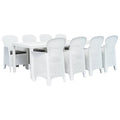 vidaXL 9-tlg. Garten-Essgruppe Kunststoff Weiß Rattan-Optik