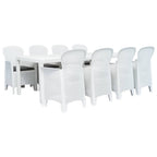 vidaXL 9-tlg. Garten-Essgruppe Kunststoff Weiß Rattan-Optik