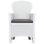 vidaXL 9-tlg. Garten-Essgruppe Kunststoff Weiß Rattan-Optik