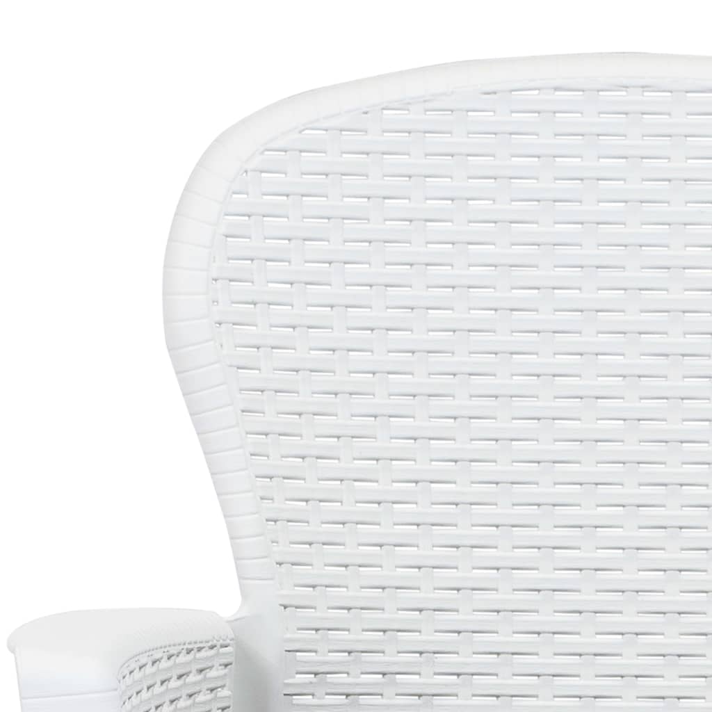 vidaXL 9-tlg. Garten-Essgruppe Kunststoff Weiß Rattan-Optik