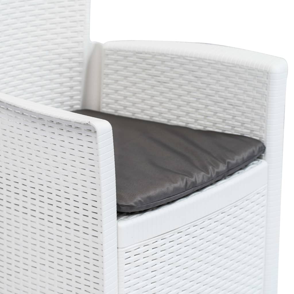 vidaXL 9-tlg. Garten-Essgruppe Kunststoff Weiß Rattan-Optik