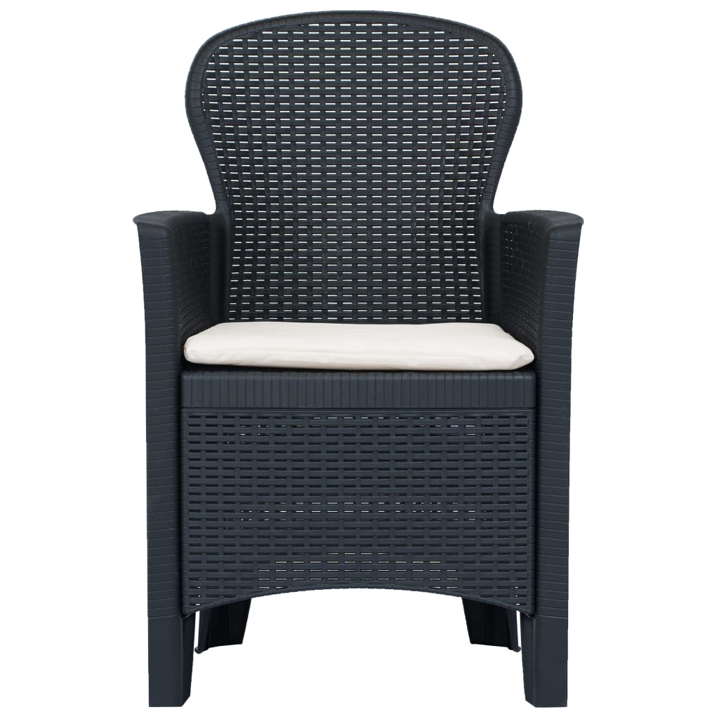 vidaXL 3-tlg. Bistro-Set Kunststoff Rattan Anthrazit