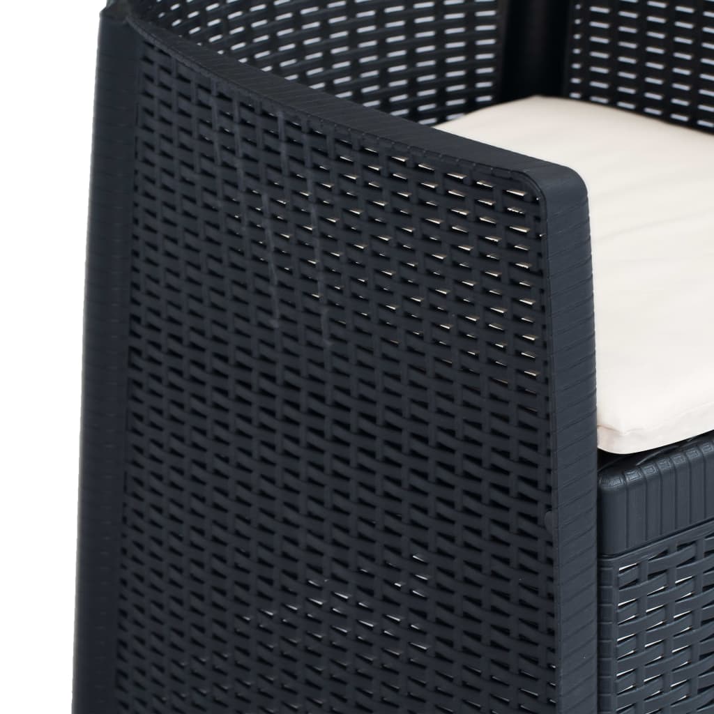 vidaXL 3-tlg. Bistro-Set Kunststoff Rattan Anthrazit